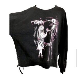Disney’s‎ Tim Burton Nightmare before Christmas Jack & Sally black sweatshirt XS